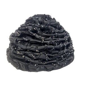 Vintage Hat Winkelman's Size 22 MCM Cocktail Sparkly Sequins Black Glam Chic